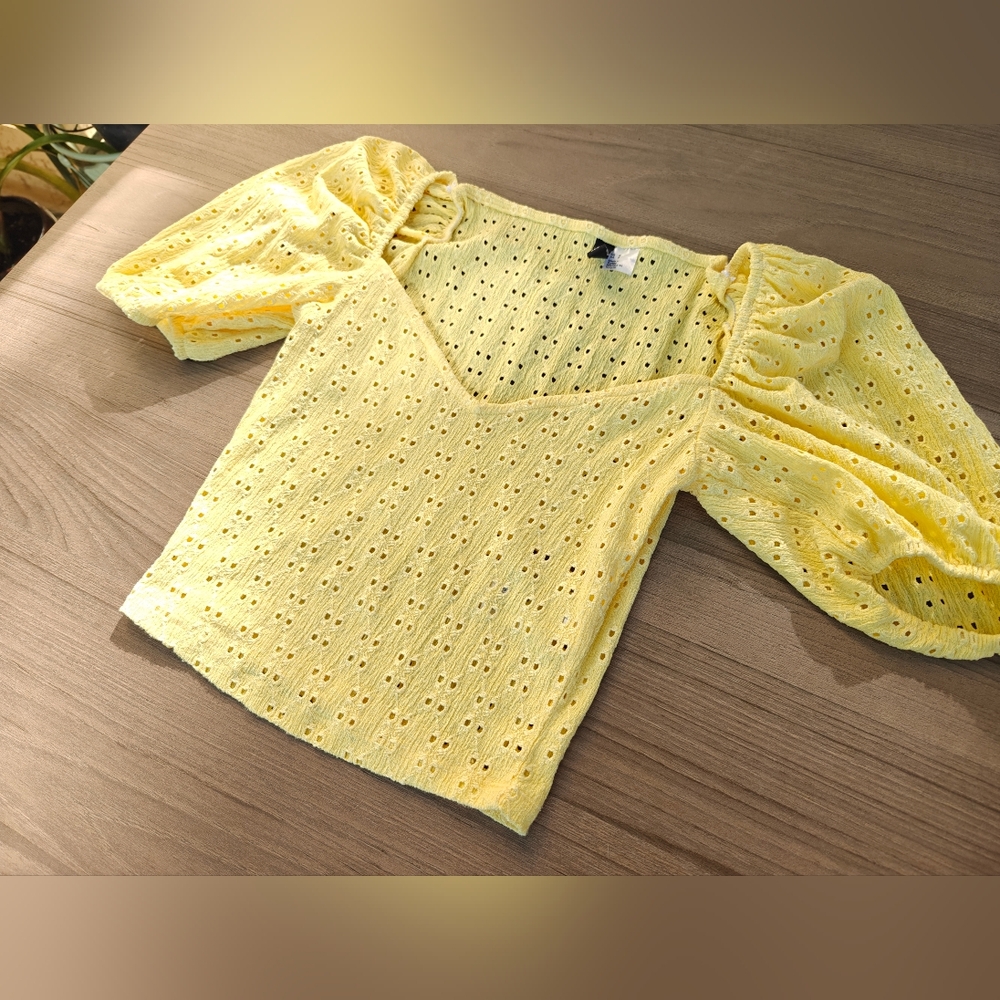 H&M Sunny Yellow Eyelet Blouse